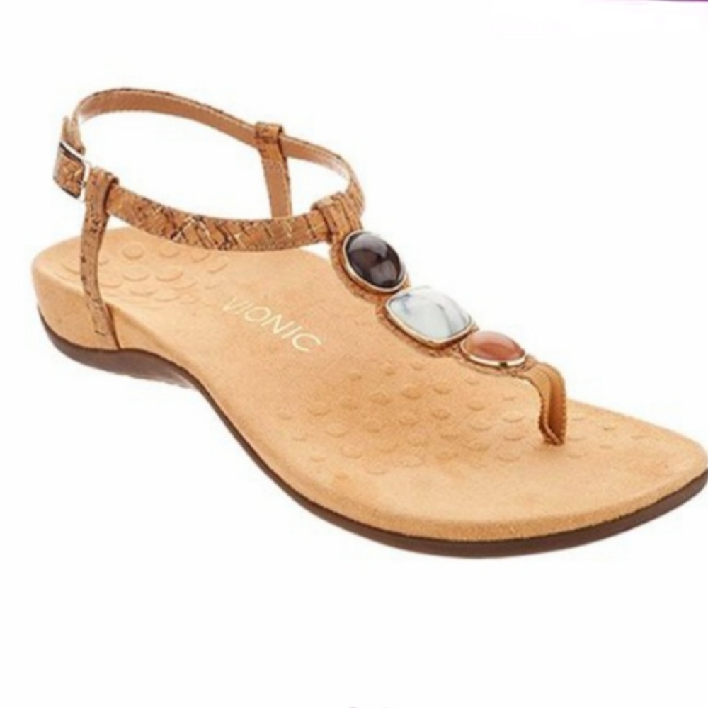 Vionic Gwinn tan t-strap sandals